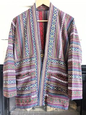 NEW Handmade Boho Tribal Woven Kimono Jacket | Aztec Cardigan | Size M | New